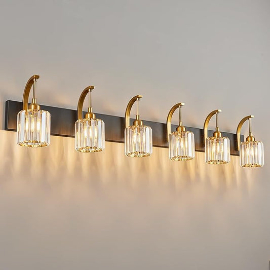 FDPBY 6-Light Crystal Vanity Light, 51.18" Long Over Mirror Lighting by FDPBY