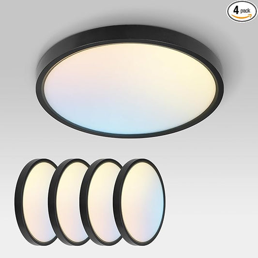 ASD LED 12" Round Flush Mount Ceiling Light Fixture, Low Profile Surface by ASDLightingCorporation