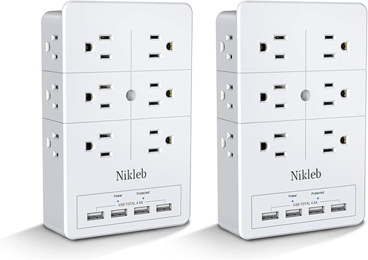 Surge Protector Nikleb 2-Pack, Wall Charger Box Multiports Total 4.8A, by nikleb