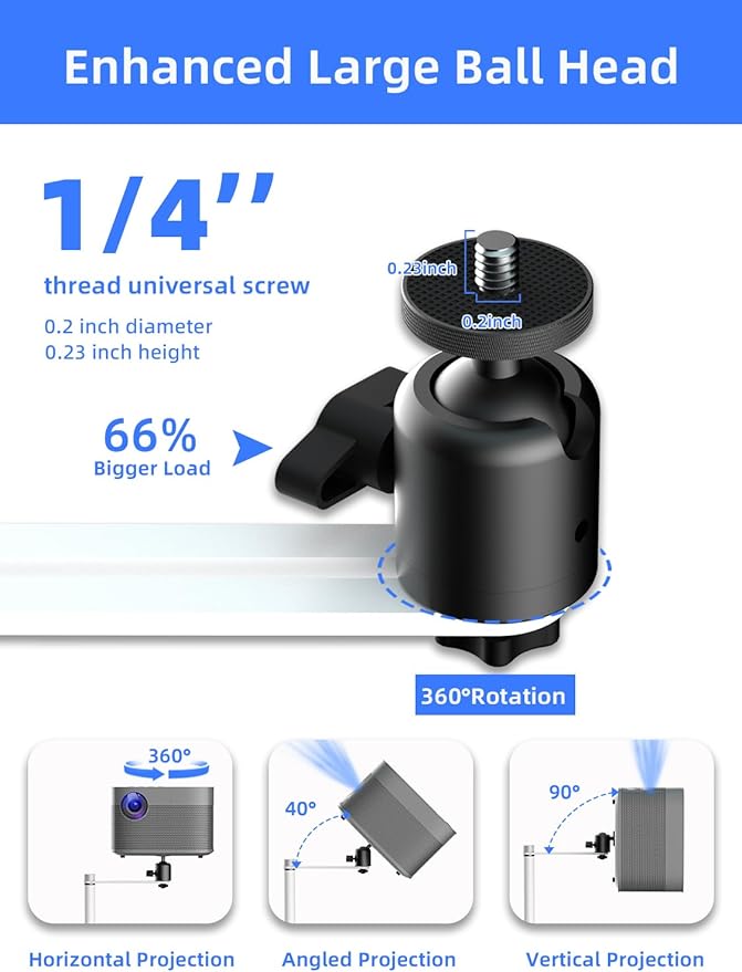 suptek Height Adjustable Projector Stand Against Wall Hidden Stand, 360°Swivel - Image 4