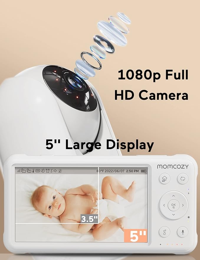 Momcozy Video Baby Monitor, 1080P 5" HD Baby Monitor - Image 3