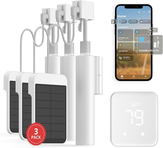 SwitchBot Blind Tilt Automatic Blind Opener 3-Pack & Hub 2- Smart Motorized by SwitchBot