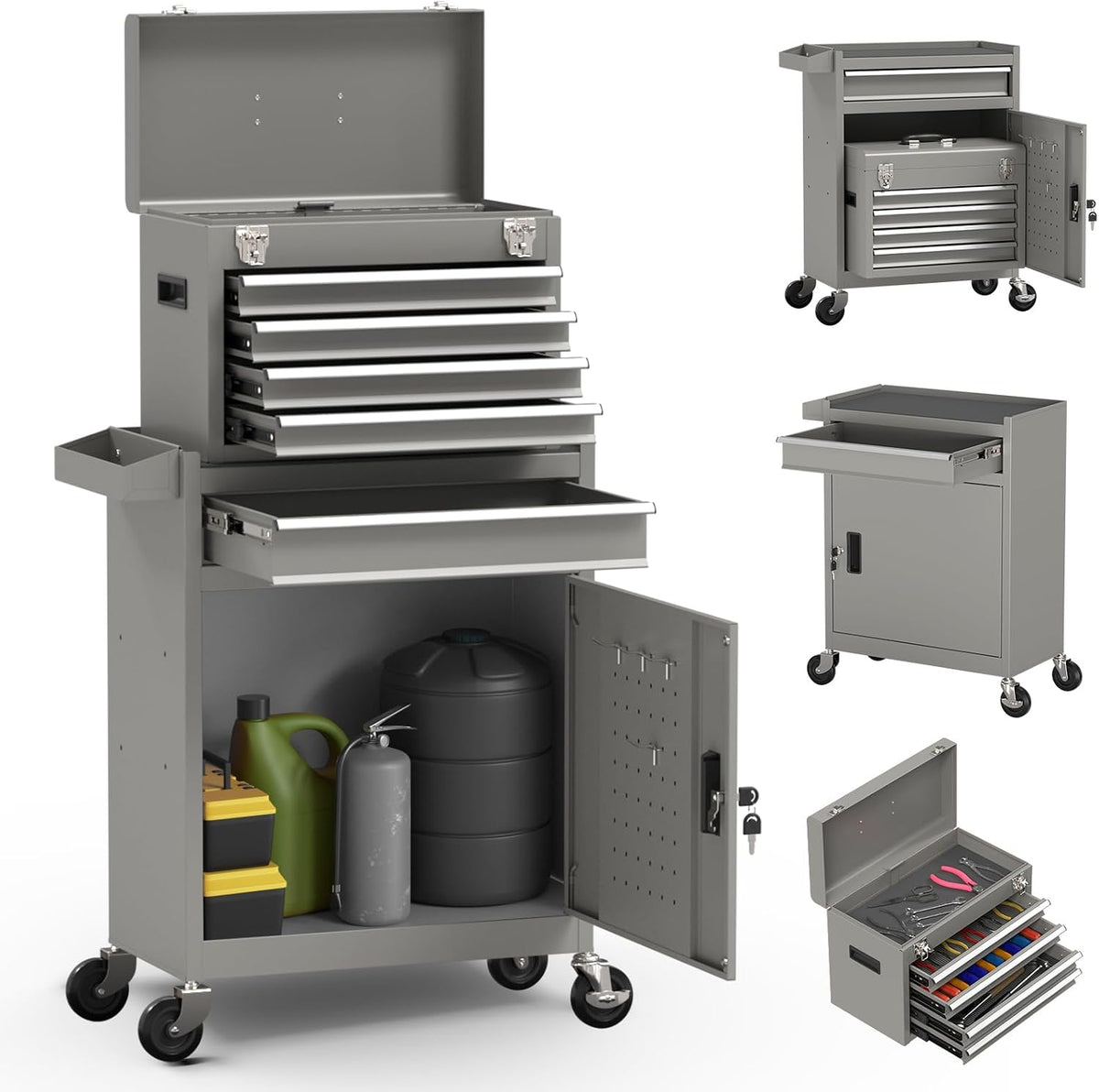 5-drawer high capacity rolling tool box, removable cabinet, main product view
