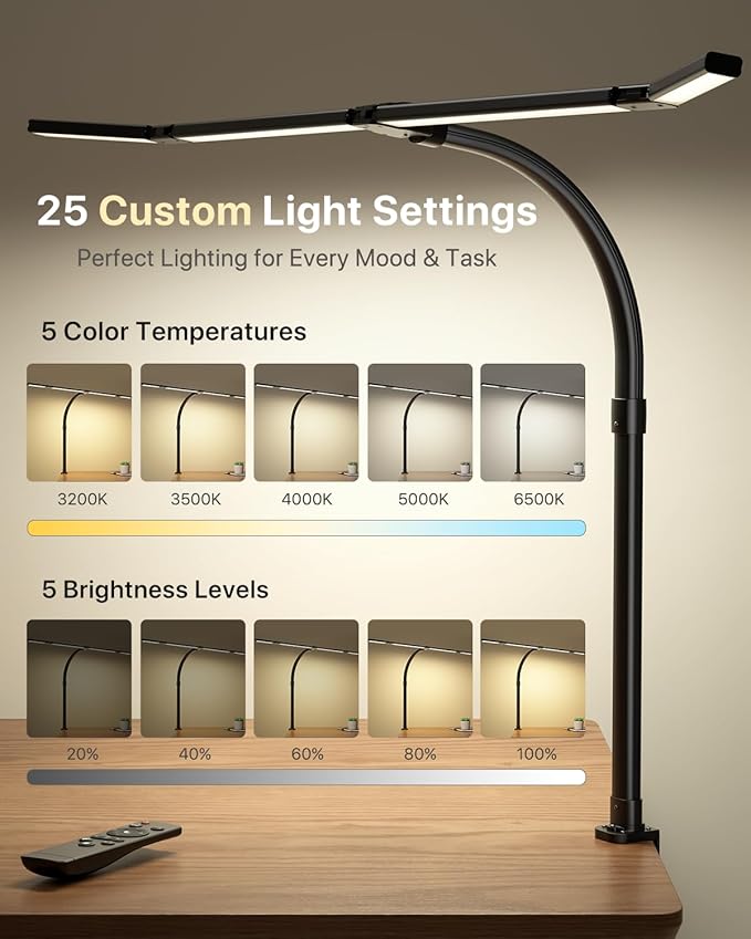 ONEMIX 42" LED Desk Lamp with Clamp, Architect Desk Light with Remote, - Image 8