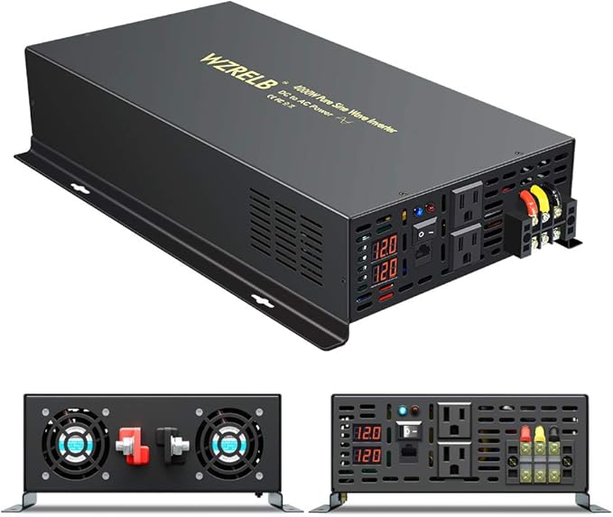 WZRELB 4000W 12VDC 120VAC Pure Sine Wave Power Inverter, 2 AC Outlets, Wired - Image 8