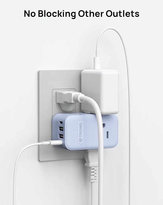 TROND Outlet Extender with 360 Rotating Plug, 3 Way Plug Splitter with PD 20W - Image 5