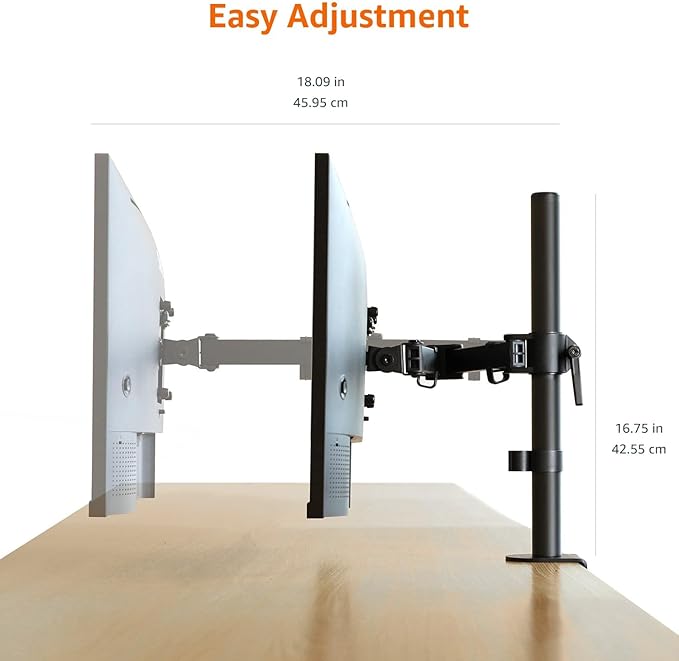 Amazon Basics Adjustable Single Computer Monitor Arm Mount, Holds up to 32" - Image 4