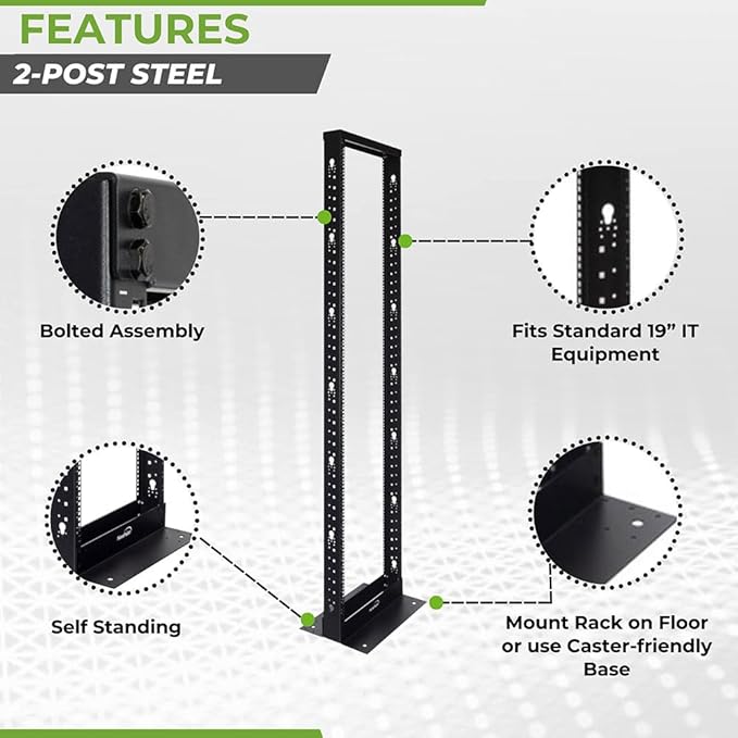 NavePoint 45U 2 Post Open Frame Server Rack - Image 2