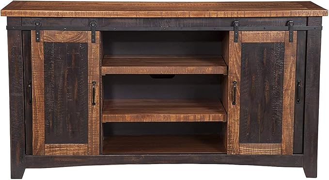 Martin Svensson Home Santa Fe Solid Wood TV Stand, Antique Black and Aged - Image 4