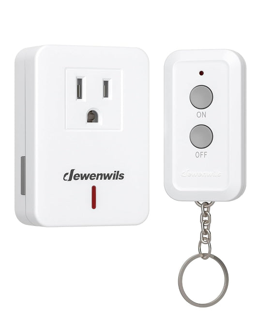 DEWENWILS Indoor Remote Control Outlet, Wireless On Off Power Switch | 100FT RF Range, 120V, 60Hz, 10A, Max.1200W, Compact Design for Indoor Lighting, Fans, Chargers, Lamps, White