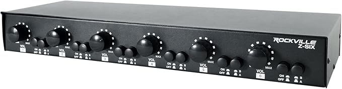 Rockville Z-SIX 300W 6-Zone Audio Zoner 8-Ohm, Dual Source Inputs, Volume - Image 3