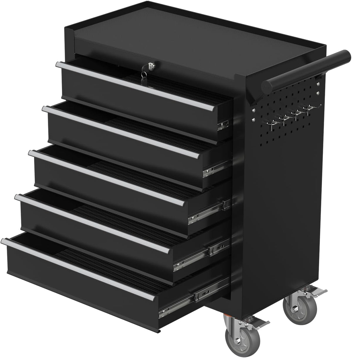 5-drawer rolling tool chest with wheels, metal tool, main product view