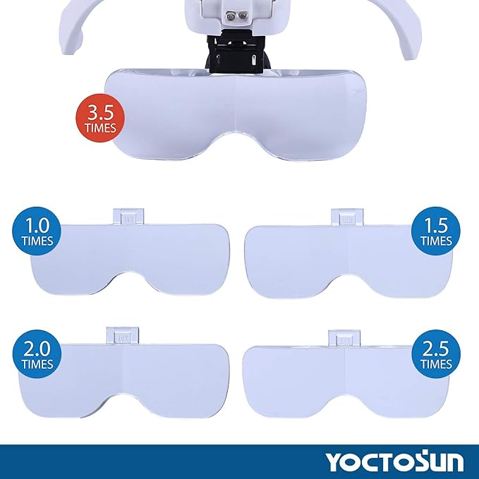 YOCTOSUN LED Head Magnifier, Rechargeable Hands Free Headband Magnifying Glasses - Image 7