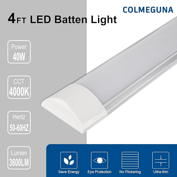 colmeguna 8 Packs 4FT LED Batten Light, Ultra-Thin Ceiling Surface Mounted Light - Image 4