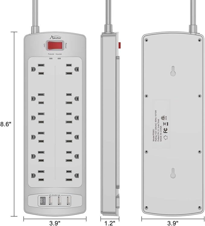 Power Strip, ALESTOR Surge Protector - Image 7