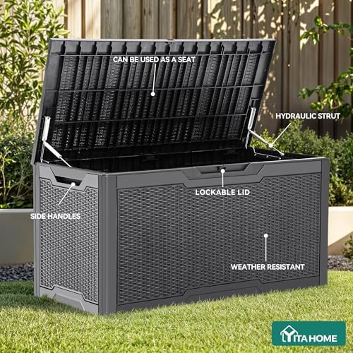 yitahome 100 gallon resin deck box, close-up detail