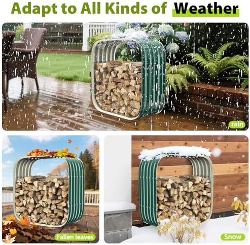 27.5 x 27.5 inch square green firewood rack,log, package contents