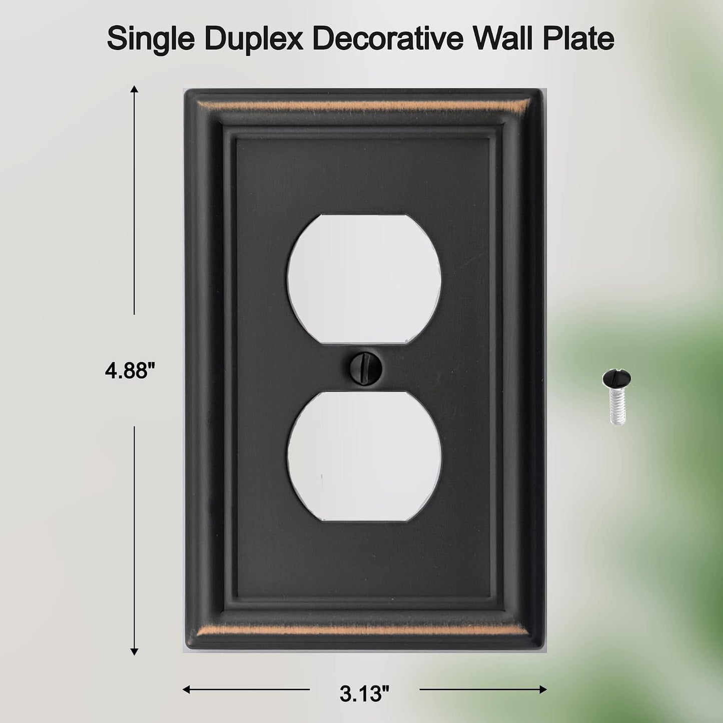 OKAWYC Single Duplex Outlet Light Switch Cover Luca Metal Wall Plate, 4-Pack Aged Bronze 1 Gang, Oil Rubbed Bronze for Receptacle Light Switch, Outlet Cover Decorative, Wallplate, Midsize, Durable
