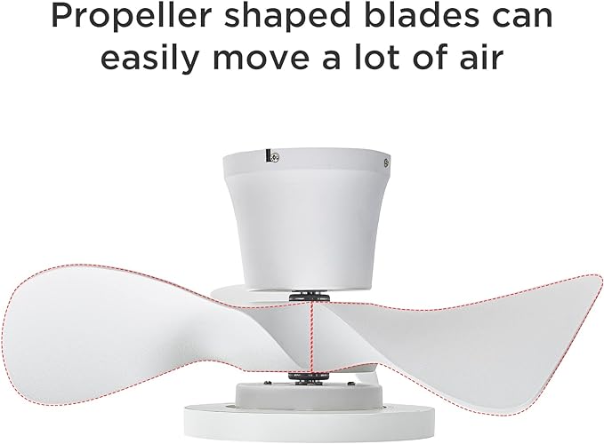 ocioc Quiet Ceiling Fan with LED Light 22 inch Large Air Volume Remote Control - Image 2