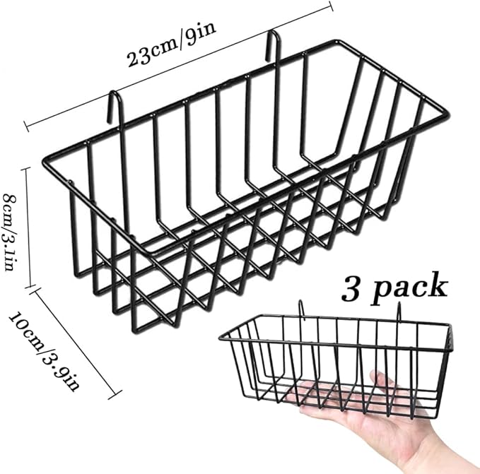 Gddochn 3 Pack Grid Panel Hanging Wire Basket, Storage and Display Basket - Image 2