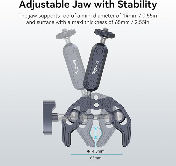 SMALLRIG Camera Mount Clamp, Ballhead Magic Arm and Adapter - Image 5