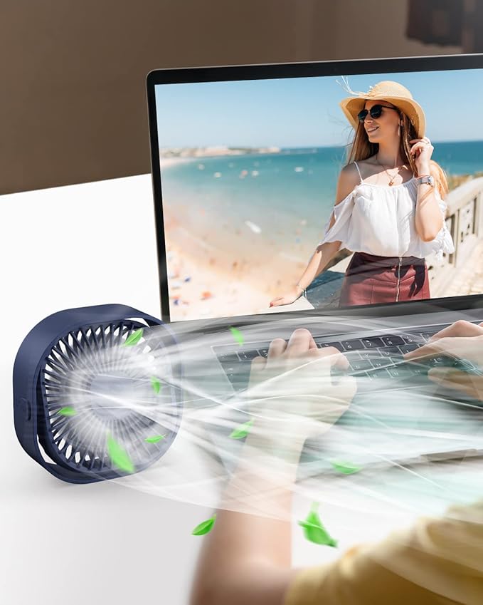 RJVW 4 Inch Small USB Desk Fan, 3-Speed Portable & 360°Rotatable Mini Cooling - Image 3