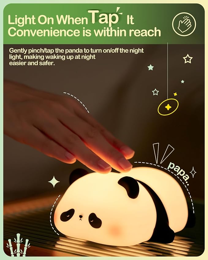ATSUI Cute Panda Night Light, LED Squishy Novelty Animal Night Lamp, Food Grade - Image 4