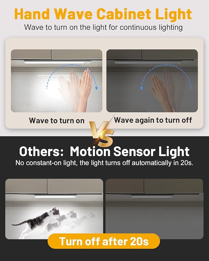 Pak 16 Inch Under Cabinet Lights, Hand Wave Sensor 83 LED Indoor Cabinet - Image 3