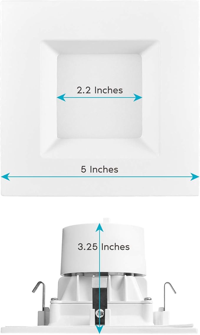 LUXRITE 4 Inch Square Recessed LED Can Lights, CCT Color Temperature Selectable - Image 3
