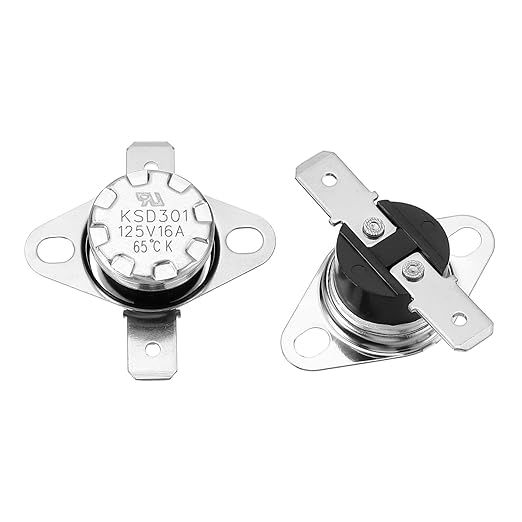 uxcell 2 Pcs KSD301 Thermostat 65°C/149°F 16A Normally Open N.O Adjust Snap by uxcell