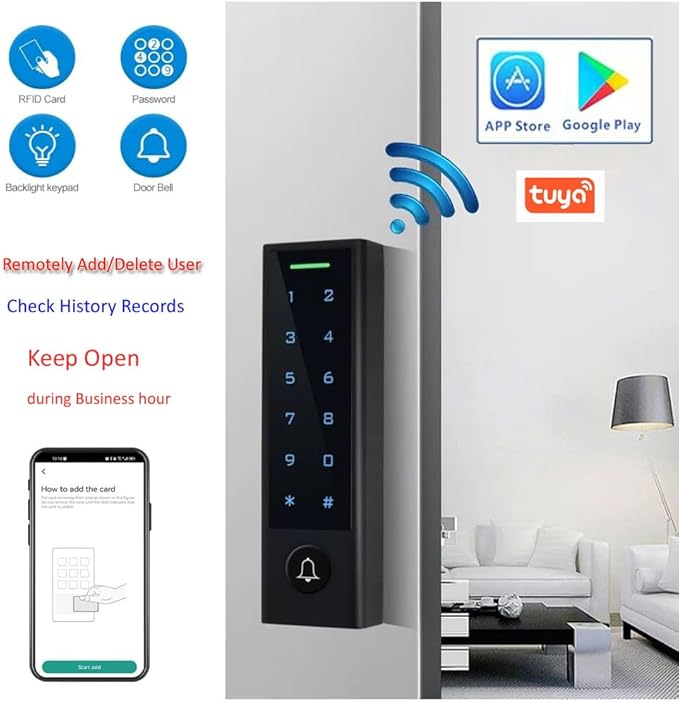 MENGQI-CONTROL WiFi Remote Manage IP66 Watreproof Access Control Keypad 600lbs - Image 2