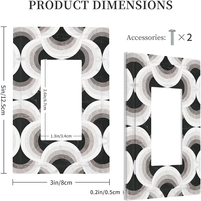 Bvtewkhz Black/White Art Marble 1 Gang Single Rocker Decorative Light Switch - Image 4