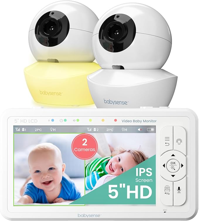 Babysense 5" HD Split-Screen Baby Monitor, Video Baby Monitor by MostAwardedBabyMonitorBrand