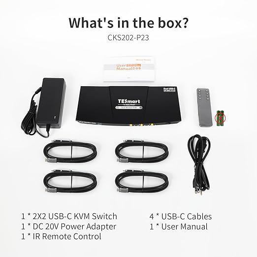 TESmart USB-C KVM Switch 2 Monitors 2 Laptops 4K@60Hz, USB 3.0 KVM Switch Dual - Image 9