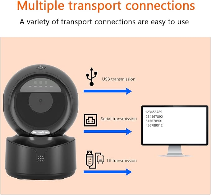 NetumScan Automatic Omnidirectional Desktop Barcode Scanner, Hands-Free USB - Image 7