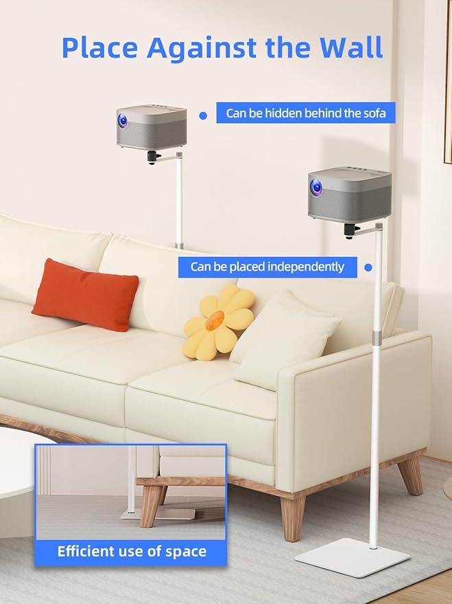 suptek Height Adjustable Projector Stand Against Wall Hidden Stand, 360°Swivel - Image 5