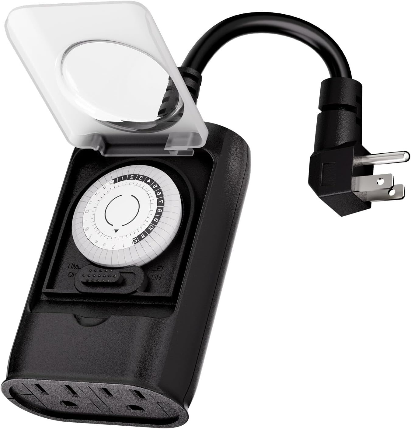KASONIC Outdoor Light Timer Outlet, 24 Hour Mechanical Plug in Timer Switch | Heavy Duty Waterproof 2 Grounded Outlet for Home Garden Pool Pump, ETL Listed