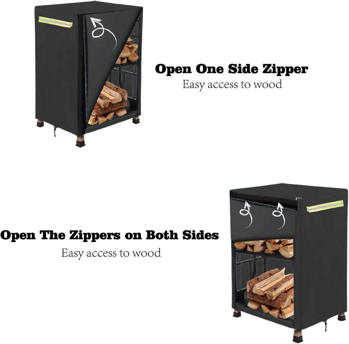 firewood log rack cover, outdoor wood cover with shown in use