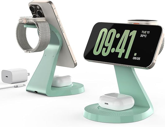3 in 1 Charging Station for Apple Devices, Mag-Safe Charger Stand Fast Charging by LONGCONN