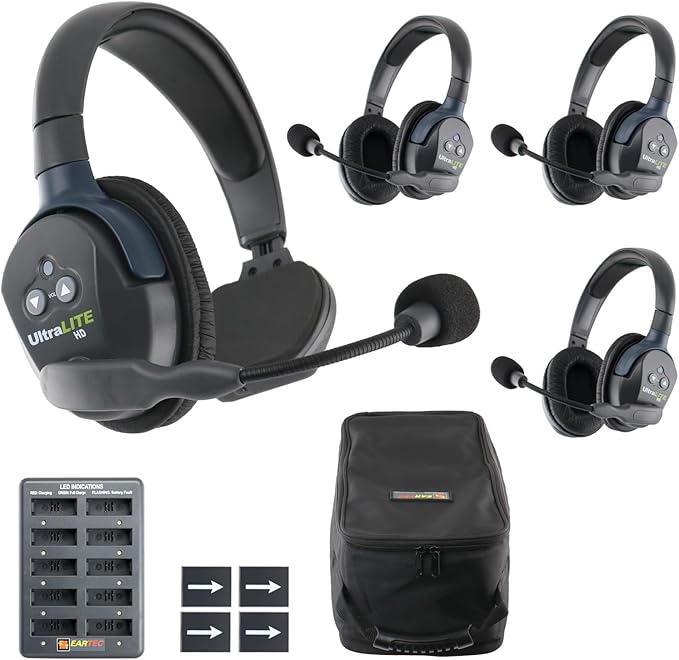EARTEC UL413 Ultralite-HD 4-Person Full Duplex Wireless Intercom Headset by Eartec
