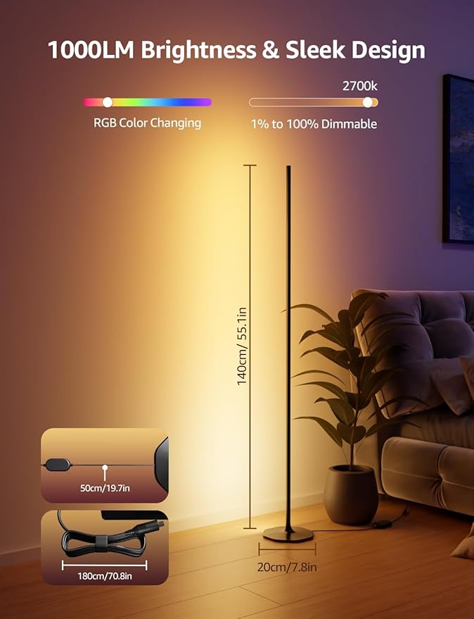Lepro OE1 AI Corner Floor Lamp, Smart RGBICW LED Corner Lamp - Image 7