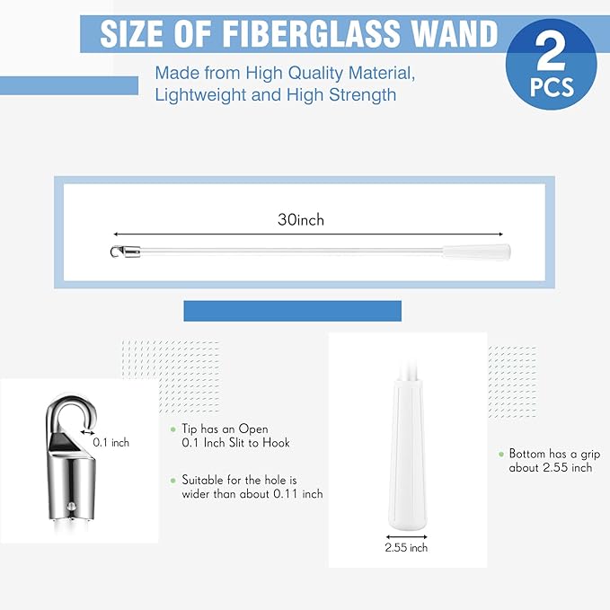 Bokon 2 Pieces White Fiberglass Blind Wand Vertical Blinds Stick Replacement - Image 2