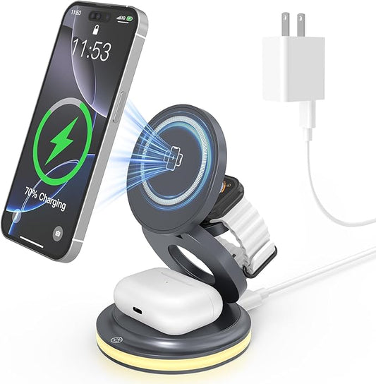 ZealSound 3-in-1 Foldable Magnetic Wireless Charger Stand – 15W Fast Charge by zealsound