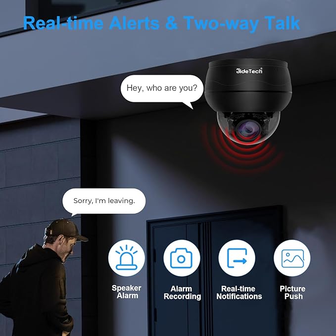 JideTech 10X Hybrid Zoom 4K 8MP Outdoor PTZ IP PoE Dome Camera Indoor, Auto - Image 6