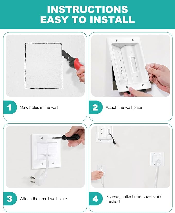 HAPYTHDA in Wall Cable Management Kit, TV Cord Hider - Image 5