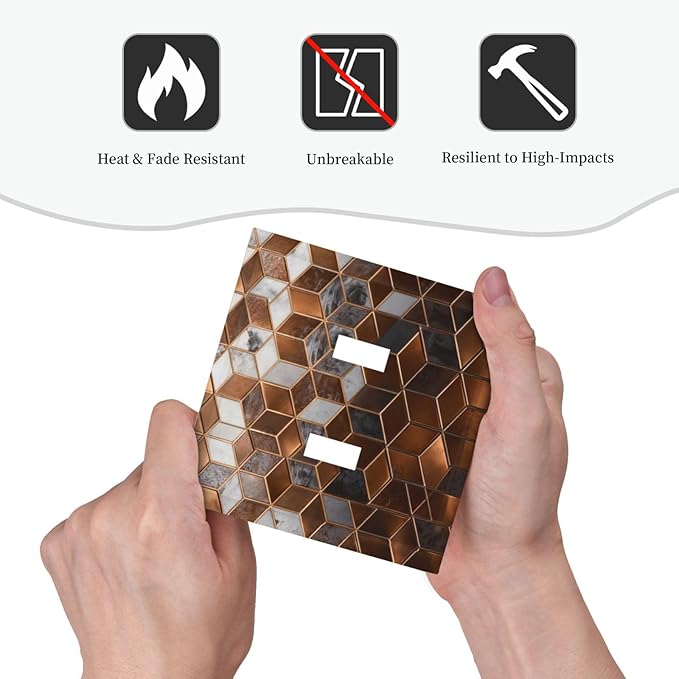 Bvtewkhz Brown Abstract Luxury Modern Geometric Cubic Marble 2 Gang Double - Image 5