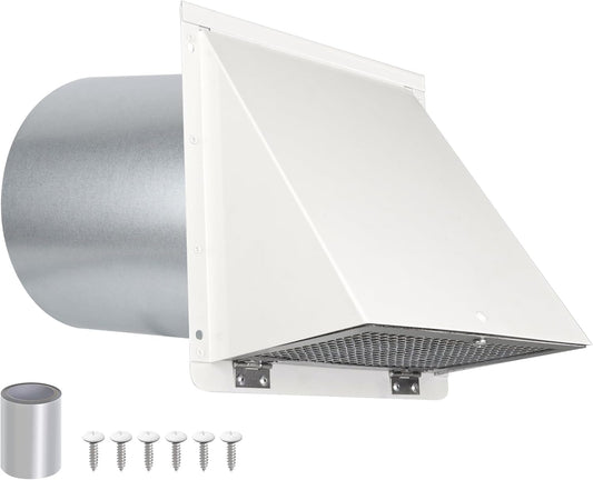 12 Inch Hooded Wall Vent with Screen and Damper, Outdoor Wall Exhaust Cover Cap