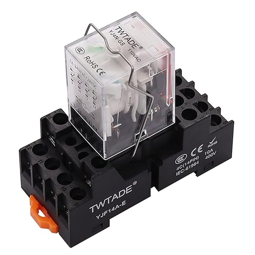 TWTADE AC 110V/120V Relay 5A Electromagnetic Power Coil Relay 14 Pins 4PDT by TWTADE