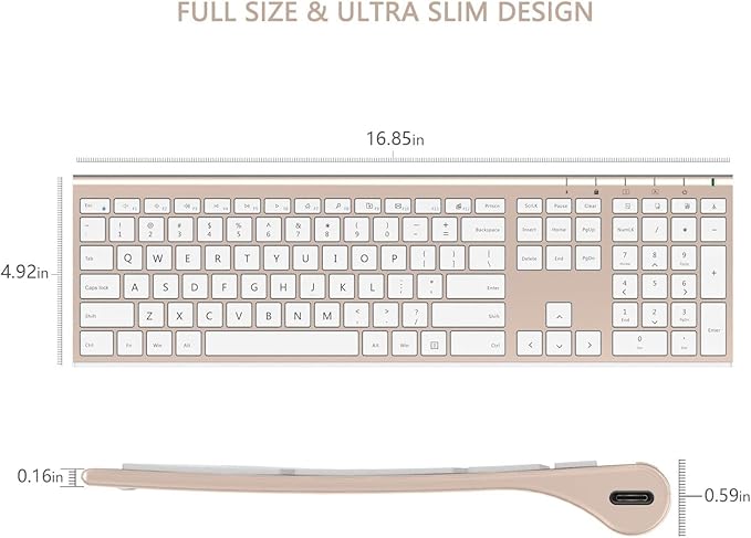 Wireless Keyboard and Mouse, Vssoplor Rechargeable Quiet Full-Size Keyboard and - Image 3