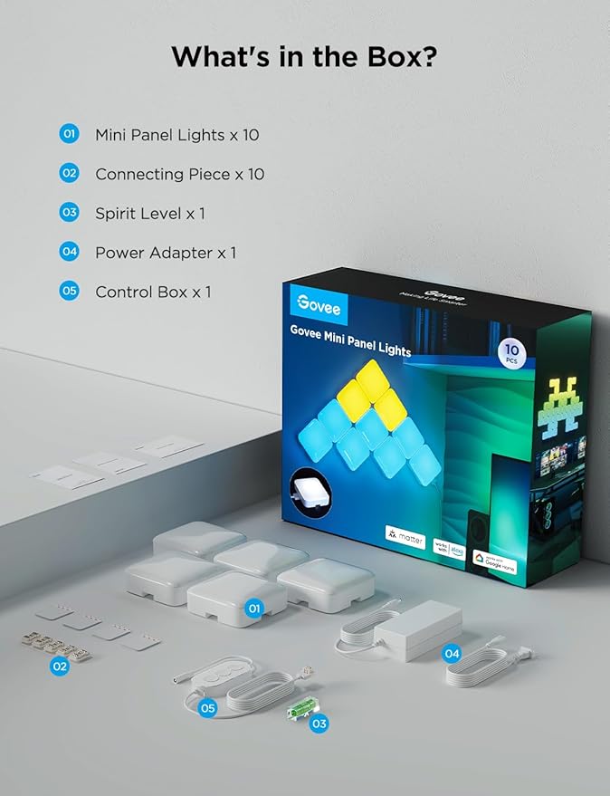 Govee Mini Panel Lights, RGBIC LED Wall Panels, Smart DIY Cube Wall Light - Image 9